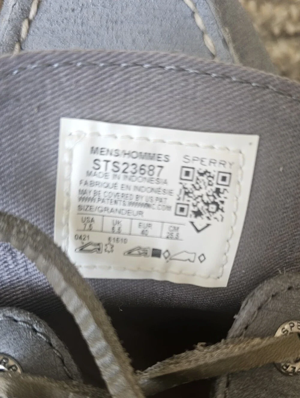 Sperry Men’s Grey Canvas 2-Eye Boat Shoes